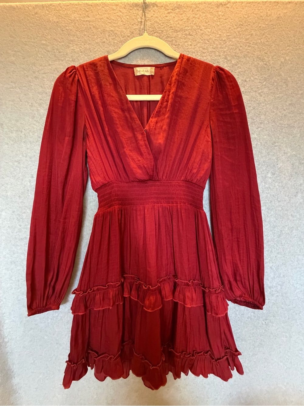 Altar’d State Coquette Ruffle Mini Dress Burgundy Size XS